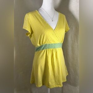 BODEN yellow and light green ladies’ floral top- cotton blend SIZE 10 M